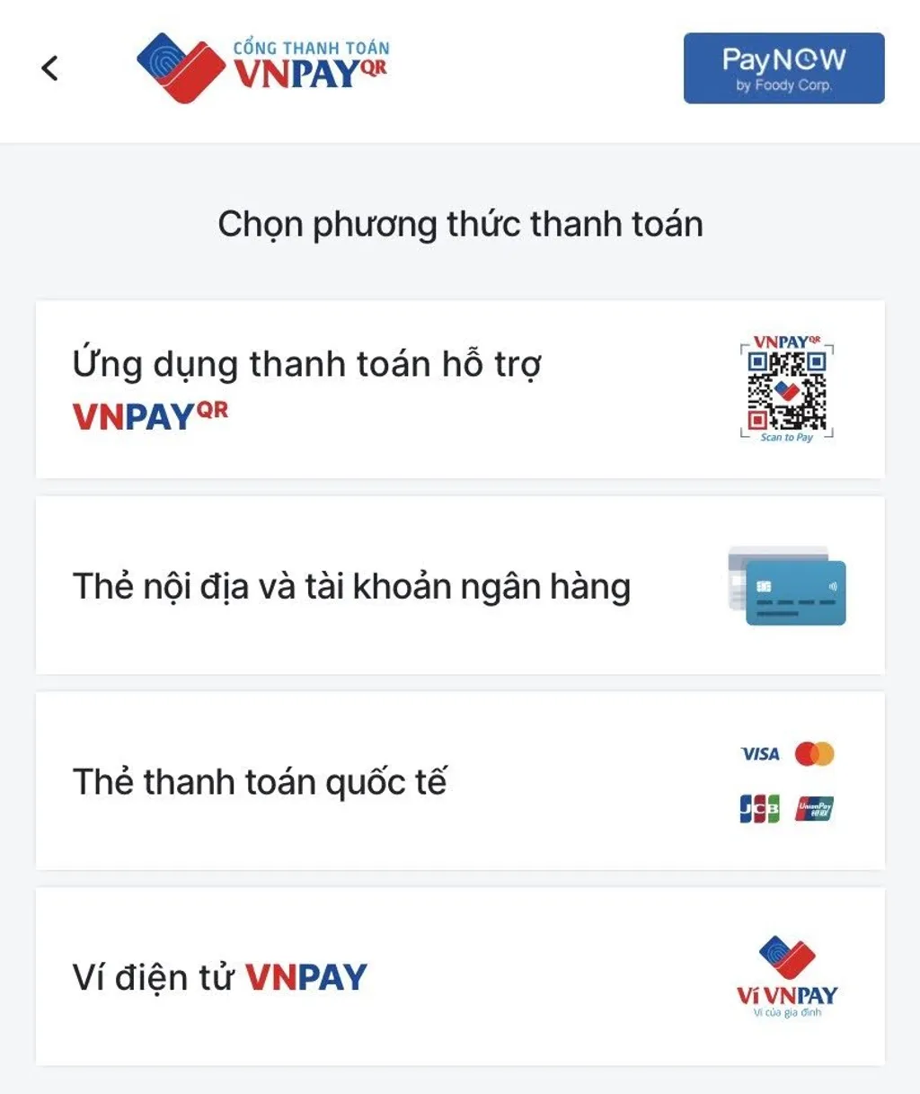 Tổng hợp các phương thức thanh toán qua cổng VNPAY